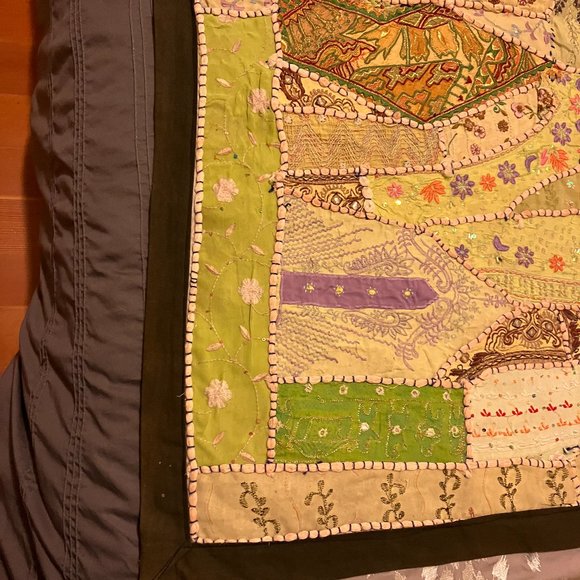 Beaded Sari Patchwork Tapestry - Picture 6 of 9